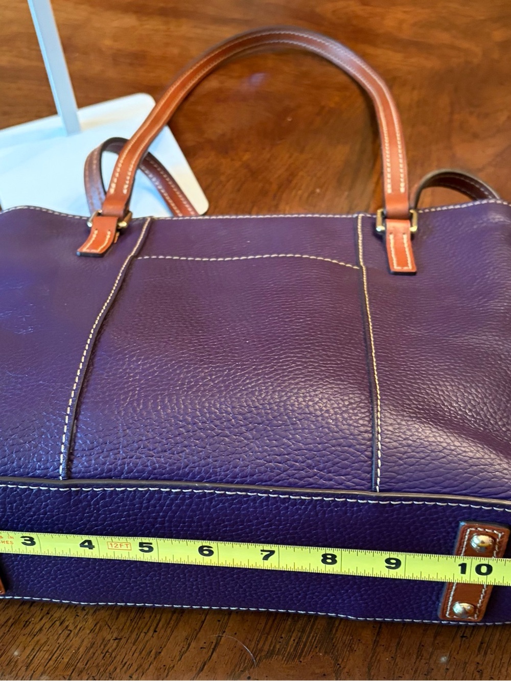 Perfectly Purple Dooney & Bourke “Lexington” Leather Tote Pebble Leather - Picture 8 of 10
